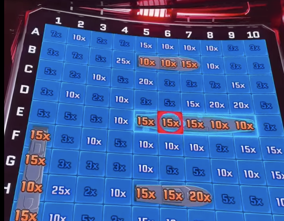 Battleship grid interface with coordinate system